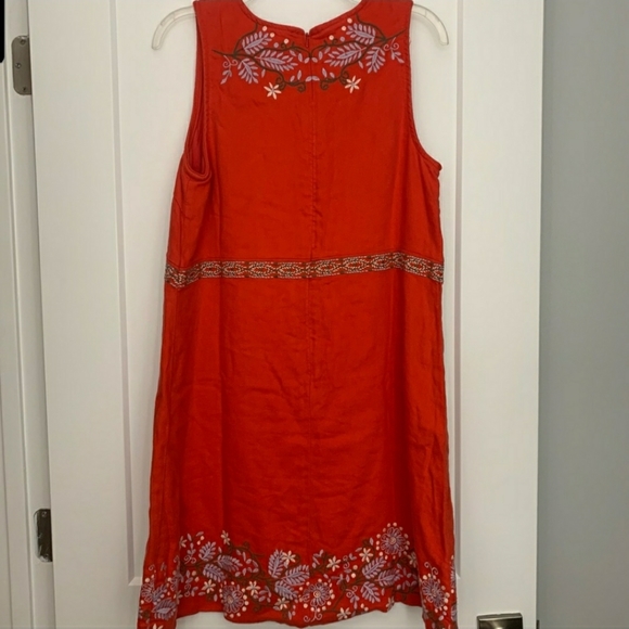 Anthropologie BNWT Aiko Embroidered Shift Dress Red Linen Blend - Picture 3 of 10
